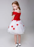 Applique Flower Girl Short Party Gown Long Dress for Wedding