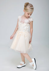 Short Applique Flower Girl Party Gown Long Dress for Wedding