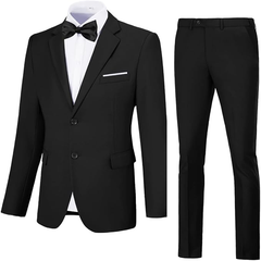 Men's Suits 2 Piece Slim Fit Two Button Solid Wedding Prom Jacket Pants Set