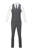Grey Plaid Men's 3 Piece Slim Fit Suits