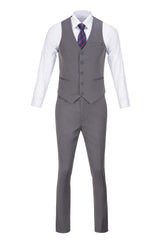 Grey Stripe Men's 3 Piece Suits