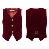 Burgundy Velvet 3 Piece Boy's Formal Boys Suits With Jacket Vest Pants
