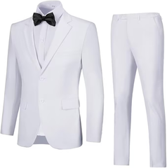 Men's Suits 2 Piece Slim Fit Two Button Solid Wedding Prom Jacket Pants Set