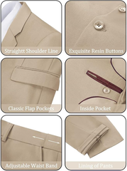 Men's Suits 2 Piece Slim Fit Two Button Solid Wedding Prom Jacket Pants Set