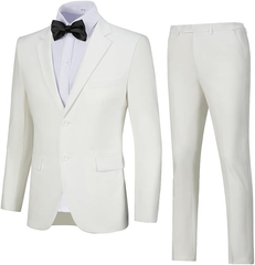Men's Suits 2 Piece Slim Fit Two Button Solid Wedding Prom Jacket Pants Set