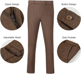 Retro Slim Fit Groom Tuxedos Herringbone Men's Pants - Wehilion.uk # # #