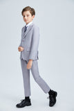 Light Grey Formal Classic Suits Set 5 Piece Boys Suits