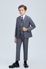 Grey Formal Classic 5 Piece Boys Suits