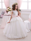 Applique Party Gown Princes Dresses Flower Girl Long Dress for Wedding YSM03