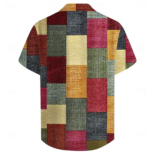 Plaid Men's Resort Hawaiian 3D Print Shirt Vacation Spring & Fall Rainbow Shirt - Wehilion.uk # # #
