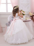 Applique Party Gown Princes Dresses Flower Girl Long Dress for Wedding YSM03