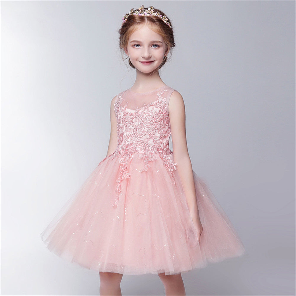 Short Applique Dresses Flower Girl Dress for Wedding SLD04