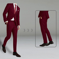 Men's Suits 2 Piece Slim Fit Two Button Solid Wedding Prom Jacket Pants Set