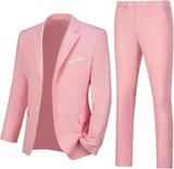 Mens Suit 2 Piece Slim Fit Two Button Business Wedding Jacket Blazer Pants Set