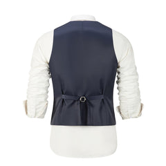 Navy Plaid Men's Vest for Party, Wedding and Business