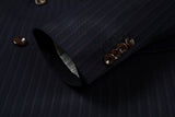 Designer Style New Double Breasted Men's Two Button Stripe Blazer