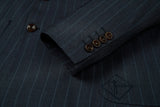 Designer Style New Double Breasted Men's Two Button Stripe Blazer