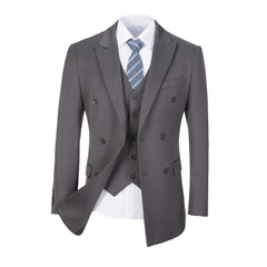 Grey Stripe Men's 3 Piece Suits