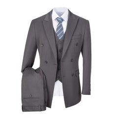 Grey Stripe Men's 3 Piece Suits