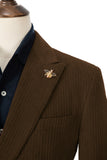 Unique Red Peak Lapel Corduroy Suit 2 Pieces Men's Suits Jacket+Pants 2801
