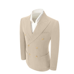 Double Breasted Peak Lapel Corduroy Suit 2 Pieces Men's Suits Jacket+Pants 2765