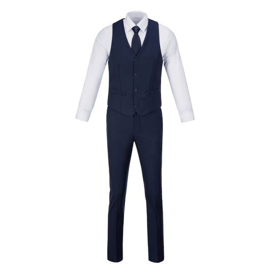 Navy Two Button Wedding 3 Pieces Slim Fit Men Suits