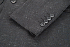 Grey Plaid Men's Double Breasted  Blazer