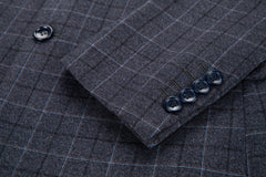 Dark Grey Plaid Men's Blazer for Party, Wedding and Business