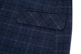 Navy Plaid Men's 3 Piece Suits