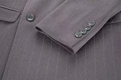 Grey Stripe Men's 3 Piece Suits
