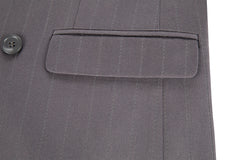 Grey Stripe Men's 3 Piece Suits