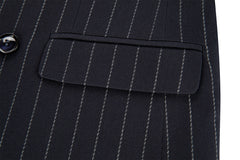Navy Stripe Men's Double Breasted Blazer for Party, Wedding and Business