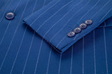 Royal Blue Stripe Men's 3 Piece Suits