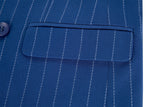 Royal Blue Stripe Men's 3 Piece Suits