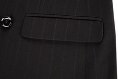 Black Stripe Men's Double Breasted Blazer for Party, Wedding and Business