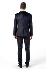 Unique Party Banquet White Navy 3 Piece Men Suits