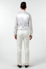 Unique Party Banquet White Navy 3 Piece Men Suits