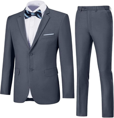 Men's Suits 2 Piece Slim Fit Two Button Solid Wedding Prom Jacket Pants Set