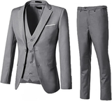 Men's Suits 3 Piece Slim Fit Two Button Wedding Prom Jacket Vest Pants Set
