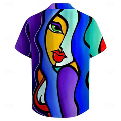 Graphic Abstract Casual Men's Shirt Party Daily Holiday Summer Turndown Short Sleeve Shirt - Wehilion.uk # # #