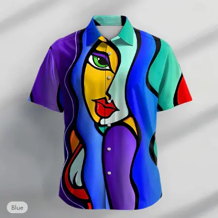 Graphic Abstract Casual Men's Shirt Party Daily Holiday Summer Turndown Short Sleeve Shirt - Wehilion.uk # # #