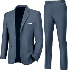 Mens Suit 2 Piece Slim Fit Two Button Business Wedding Jacket Blazer Pants Set