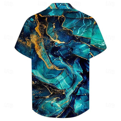 Graphic Marble Casual Men's Shirt Party Daily Holiday Summer Turndown Short Sleeve - Wehilion.uk # # #