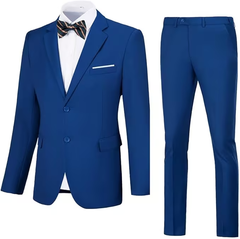 Men's Suits 2 Piece Slim Fit Two Button Solid Wedding Prom Jacket Pants Set