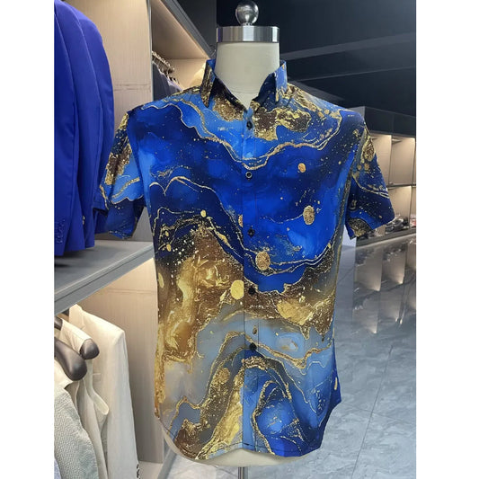 Graphic Tie Dye Casual Men's Shirt Daily Evening Party Vacation Summer Shirts Short Sleeve Shirt