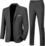 Mens Suit 2 Piece Slim Fit Two Button Business Wedding Jacket Blazer Pants Set