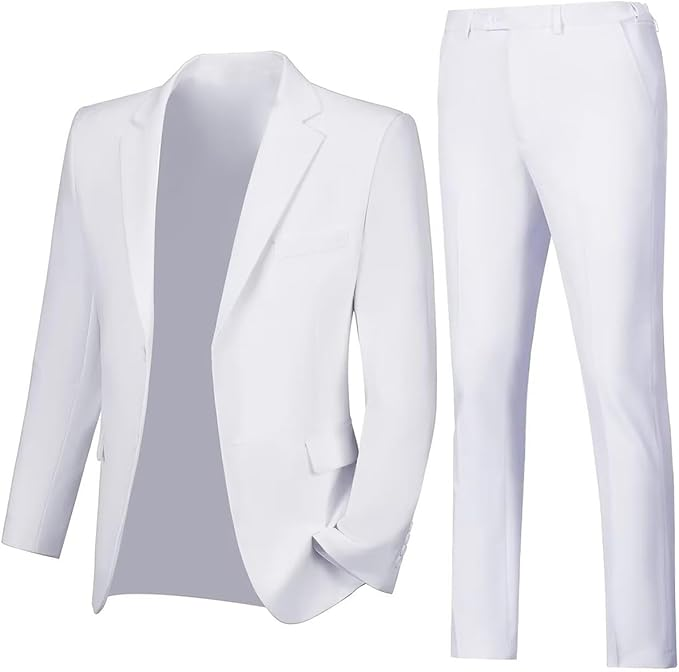 Mens Suit 2 Piece Slim Fit Two Button Business Wedding Jacket Blazer Pants Set