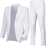 Mens Suit 2 Piece Slim Fit Two Button Business Wedding Jacket Blazer Pants Set
