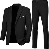 Mens Suit 2 Piece Slim Fit Two Button Business Wedding Jacket Blazer Pants Set