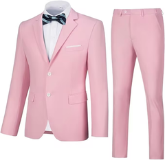Men's Suits 2 Piece Slim Fit Two Button Solid Wedding Prom Jacket Pants Set
